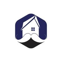 design de logotipo de vetor em casa de bigode. conceito de design de logotipo de casa forte.