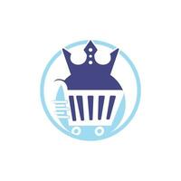 compras rei vetor logotipo Projeto modelo. compras carrinho com coroa ícone logotipo Projeto.