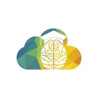 cérebro e graduação boné com nuvem ícone Projeto. educacional e institucional logotipo Projeto. vetor