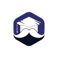 modelo de design de logotipo de educação forte. formatura de chapéu com design de ícone de bigode. vetor