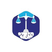 design de logotipo de vetor de lei do cérebro. conceito de logotipo de escritório de advocacia inteligente.
