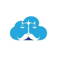 Forte lei vetor logotipo Projeto conceito. escala e bigode com nuvem ícone vetor Projeto.