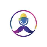 modelo de design de logotipo de podcast de cavalheiro. ícone de podcast de bigode. vetor