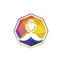 modelo de design de logotipo de podcast de cavalheiro. ícone de podcast de bigode. vetor