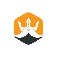 design de logotipo de vetor bigode rei. logotipo de coroa de bigode elegante e elegante.