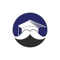 modelo de design de logotipo de educação forte. formatura de chapéu com design de ícone de bigode. vetor