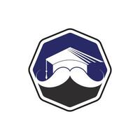 modelo de design de logotipo de educação forte. formatura de chapéu com design de ícone de bigode. vetor