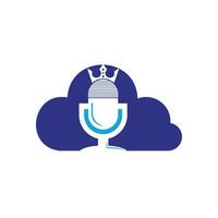 design de logotipo de vetor de rei de podcast. conceito de design de logotipo de música rei.