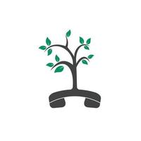 design de logotipo de vetor de chamada de natureza. modelo de design de ícone de árvore de monofone.