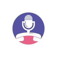 ligar podcast vetor logotipo Projeto modelo. aparelho portátil com microfone ícone logotipo Projeto.