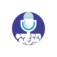 design de logotipo de podcast cerebral. ilustração em vetor modelo de logotipo de negócios de entretenimento de transmissão.