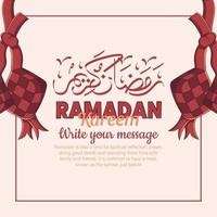 mão ilustrações desenhadas do conceito de saudação ramadan kareem ou eid mubarak em fundo branco. vetor