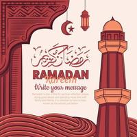 mão ilustrações desenhadas do conceito de saudação ramadan kareem ou eid mubarak em fundo branco. vetor