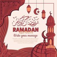 mão ilustrações desenhadas do conceito de saudação ramadan kareem ou eid mubarak em fundo branco. vetor