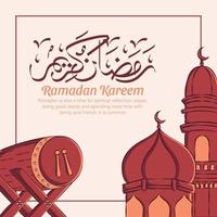 mão ilustrações desenhadas do conceito de saudação ramadan kareem ou eid mubarak em fundo branco. vetor