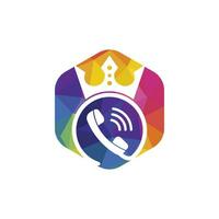 design de logotipo de vetor de chamada rei. design de ícone de monofone e coroa.