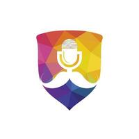 modelo de design de logotipo de podcast de cavalheiro. ícone de podcast de bigode. vetor