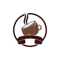 design de logotipo de vetor de chamada de café. ícone de fone e copo.