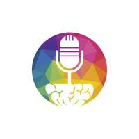 design de logotipo de podcast cerebral. ilustração em vetor modelo de logotipo de negócios de entretenimento de transmissão.