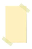 vertical amarelo pegajoso Nota ilustração. gravado escritório memorando papel modelo. vetor