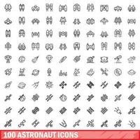 100 astronauta ícones definir, esboço estilo vetor