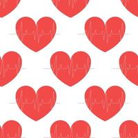 padrão sem emenda de vetor de um coração em um fundo branco, eletrocardiograma, batimento cardíaco