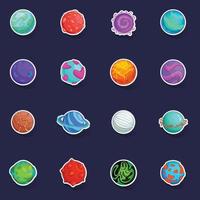 fantástico planetas ícones conjunto vetor adesivo