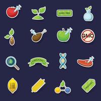 OGM bens ícones conjunto vetor adesivo