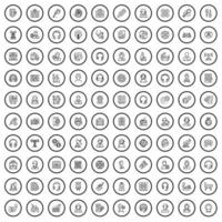 conjunto de 100 ícones de profissão, estilo de contorno vetor