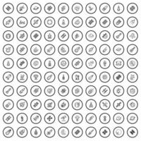 conjunto de 100 ícones de espaço, estilo de contorno vetor