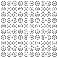 conjunto de 100 ícones de bicicleta, estilo de contorno vetor