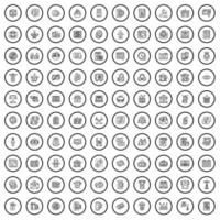 Conjunto de 100 ícones de dinheiro, estilo de estrutura de tópicos vetor