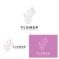 simples botânico folha e flor logotipo, vetor natural linha estilo, decoração projeto, bandeira, folheto, Casamento convite, e produtos branding