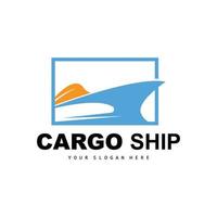 logotipo do navio de carga, vetor de navio de carga rápida, veleiro, design para empresa de fabricação de navios, navegação fluvial, veículos marítimos, transporte, logística