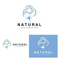 algodão logotipo, natural biológico orgânico plantar projeto, beleza têxtil e roupas vetor, suave algodão flores vetor