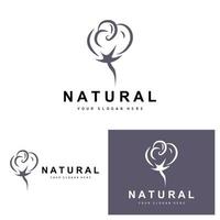 algodão logotipo, natural biológico orgânico plantar projeto, beleza têxtil e roupas vetor, suave algodão flores vetor