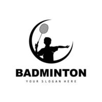 badminton logotipo, esporte ramo projeto, vetor abstrato badminton jogadoras silhueta coleção