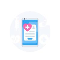 serviços médicos online, ícone de vetor de aplicativo móvel