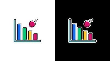 fêmea baixo estatística população demografia dados análise colorida ícone Projeto gráfico Barra vetor