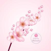 cereja florescer, sakura ramo com Rosa flores ilustração. vetor