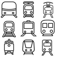 trem vetor ícone definir. estrada de ferro ilustração placa coleção. eléctrico símbolo. público transporte logotipo.