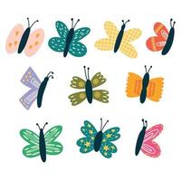 conjunto colorida abstrato borboleta vetor