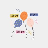 feliz aniversário ilustração colorida balões vetor