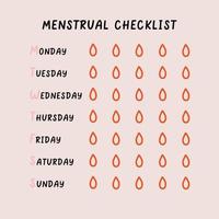 menstrual intensidade período lista de controle vetor