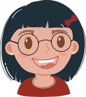 fofa pequeno menina criança com volta óculos sorridente curto cabelo ilustração vetor