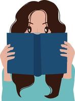 retrato do vetor mulher se escondendo fingindo lendo livro ilustração