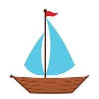 barco a vela ícone mar transporte desenho animado vetor ilustração