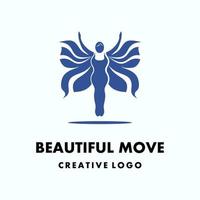 corpo movimento ícone. Esportes elegante vetor logotipo modelo. logotipo para uma saudável ginástica grupo ou comunidade. silhueta do mulher e borboleta