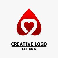 carta uma logotipo, coração ícone dentro a coração. abstrato o negócio logotipo ícone Projeto modelo vetor