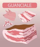 Guanciale ilustração, carne de porco carne dentro italiano culinária vetor